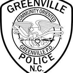 Greenville North Carolina Police Department Patch Black white vector outline or line art file for cnc laser cutting, woo