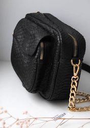 Genuine python skin crossbody sport bag with pocket | designer women leather handbag | snakeprint bag | crossbody purse