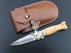Damascus Pocket Folding Knife, Custom Pocket Folding Knife, Groomsmen gifts, Anniversary Gifts, Damascus Steel Blade
