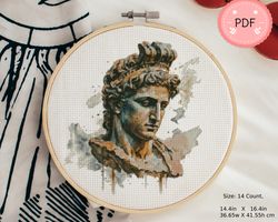 Cross Stitch Pattern ,Antique Statue Head Watercolor,Instant Download,Greek Culture,Greek Sculpture,Ancient Greek