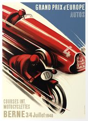 Grand Prix d Europe Autos  Courses Int. Motocyclettes Berne - Cross Stitch Pattern Counted Vintage PDF - 111-170