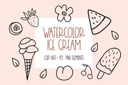Ice cream sublimation designs. Summer ice cream clip art.