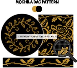 PATTERN: Tapestry crochet bag / wayuu mochila bag / Gold 1