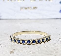Sapphire Ring - September Birthstone - Stacking Ring - Gold Ring - Dainty Ring - Half Eternity Ring - Delicate Ring