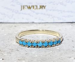 Turquoise Ring - December Birthstone - Sleeping Beauty Turquoise - Gold Ring - Tiny Ring - Simple Ring - Stacking Ring