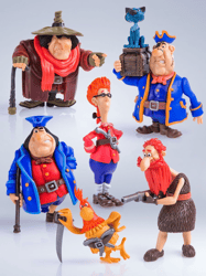 Set of collectible figurines from the cartoon treasure Island 6pcs characters. Soyuzmultfilm. Original