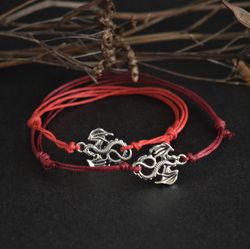 Dragon string anklet Adjustable cord bracelet Cotton cord anklets wristlets Talisman bracelet Dragon lover gift