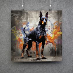 Doberman Street Style poster - Download and Print Digital painting