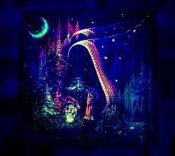 Space Art Blacklight tapestry Goa trance festival decor "Trilogy. The Spirit Of Fire" Psychedelic poster Wall decor