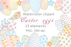 Easter eggs, Watercolor Clipart, PNG