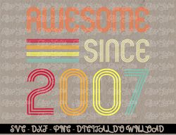 Awesome Since 2007 16th Birthday Retro  Digital Prints, Digital Download, Sublimation Designs, Sublimation,png, instant