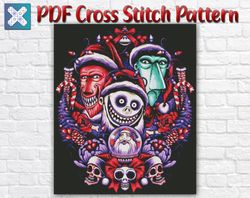 Nightmare Before Christmas Cross Stitch Pattern / Halloween Cross Stitch Pattern / Jack And Sally PDF Cross Stitch Chart