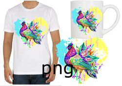Sublimation of a beautiful rooster with a heart in folk style