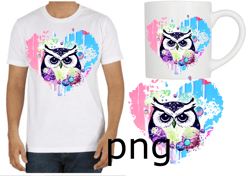 Sublimation of a beautiful owl with a heart and planets-1