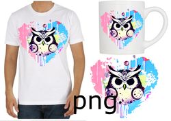 Sublimation of a beautiful owl with a heart and planets-2