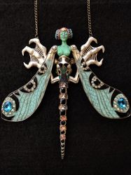 Necklace "Running dragonfly" based on Rene Lalique
