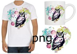 Sublimation of a beautiful owl on the background of a heart-1