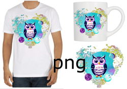 Sublimation of a beautiful owl on the background of a heart-2