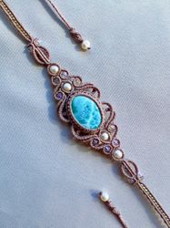 Larimar Necklace, Choker Necklace, Gemstone Pendant, Macrame Jewelry, Handmade Jewelry, Crystal Jewelry, Adjustable