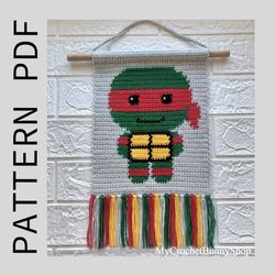 Crochet Ninja Turtle Wall Hanging pattern PDF