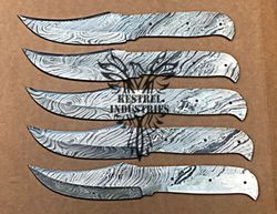 Lot of 5 Damascus Steel Blank Blade Knife For Knife Making Supplies, Custom Handmade FULL TANG Blank Blades (SU-102)