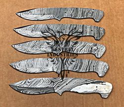 Lot of 5 Damascus Steel Blank Blade Knife For Knife Making Supplies, Custom Handmade FULL TANG Blank Blades (SU-109)