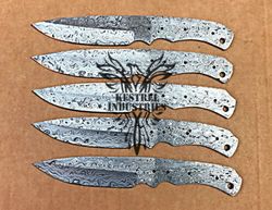 Lot of 5 Damascus Steel Blank Blade Knife For Knife Making Supplies, Custom Handmade FULL TANG Blank Blades (SU-110)