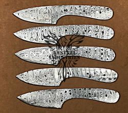 Lot of 5 Damascus Steel Blank Blade Knife For Knife Making Supplies, Custom Handmade FULL TANG Blank Blades (SU-113)