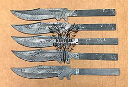 Lot of 5 Damascus Steel Blank Blade Knife For Knife Making Supplies, Custom Handmade FULL TANG Blank Blades (SU-115)