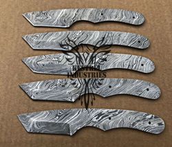 Lot of 5 Damascus Steel Blank Blade Knife For Knife Making Supplies, Custom Handmade FULL TANG Blank Blades (SU-116)