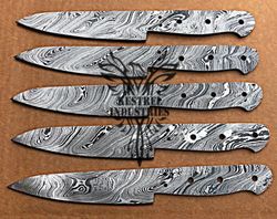 Lot of 5 Damascus Steel Blank Blade Knife For Knife Making Supplies, Custom Handmade FULL TANG Blank Blades (SU-117)