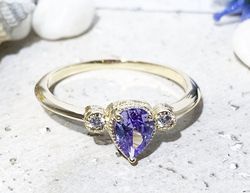 Lavender Amethyst Ring - Delicate Ring - Stacking Ring - Gemstone Ring - Simple Jewelry - Slim Band - Teardrop Ring