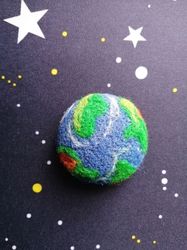Earth Day gift idea Blue Brooch pin planet Mini planet earth A souvenir for a child A small clean earth gift