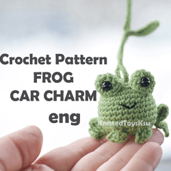 crochet pattern car accessory, frog car charm amigurumi pattern, frog car, crochet frog pattern