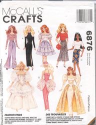 Clothing for fashion dolls 11 1/2" - Vintage Sewing Patterns McCall's 6876 Barbie doll patterns - Digital download PDF