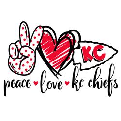 KC Football Chiefs Peace Love Chiefs Svg, Sport Svg, Sport Lover Svg, Hi Hand Svg