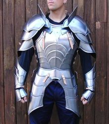 18GA SCA Steel Medieval Half Body Plated Armor Suit Cuirass & Pauldrons/Gauntlets