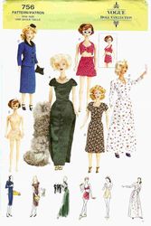 Vogue 756 barbie doll clothes pattern Vintage circa 1970s Dress, jacket, skirt ,robe, bathing suit pattern Vintage PDF