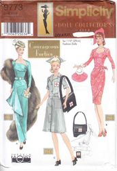 Simplicity 9773 Doll clothes pattern sewing for 11 1/2" Barbie doll pattern vintage of the 40s of the 20th century