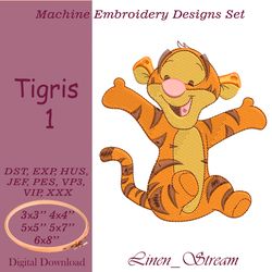 Tigris 1 Machine embroidery design in 8 formats and 5 sizes