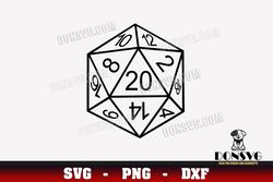 Twenty Sided Dice Logo SVG Dungeons & Dragons D20 png clipart Design DnD 20 Sided Dice Cricut files