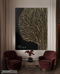Gold Leaf Abstract, Modern Acrylic Painting on Canvas, Large Gold leaf Abstract Painting, Original Abstract Painting
