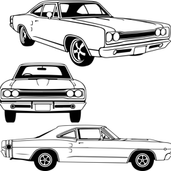 American Car 1968 Vector File Black white vector outline or line art file for cnc laser cutting, wood, metal engraving,