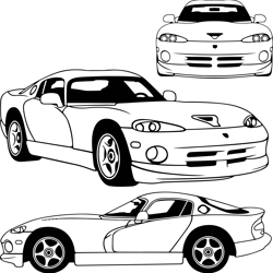 American Muscle Car 1996 GTS Vector Black white vector outline or line art file for cnc laser cutting, wood, metal engra