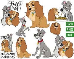 Disney Lady and the Tramp svg, Bella Notte svg, Disney Classic png