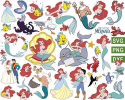 Disney Little Mermaid Family svg, Ariel and Eric svg, Ursula svg, King Triton svg