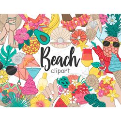 Beach Clip Art Bundle | Tropical Planner Graphics