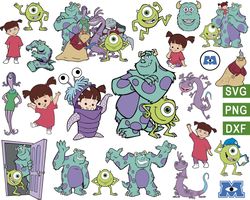 Monsters Inc characters svg, Mike Wazowski svg, Sulley svg, Boo svg png