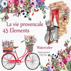 Watercolor wedding clipart: "FLORAL CLIP ART" Bouquets clipart wedding clip art Diy clip art Bicycle clipart Flower clip