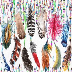 Feathers Watercolor Clipart: "FEATHERS CLIP ART" Tribal clipart wedding clipart Boho style Diy elements wedding invitati